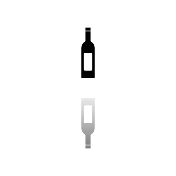 Wine Bottle Black Symbol White Background Simple Illustration Flat Vector — Stock Vector