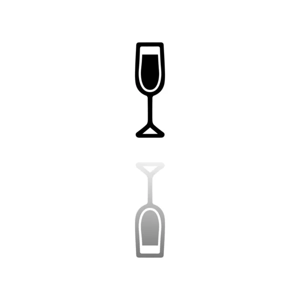 Verre Vin Symbole Noir Sur Fond Blanc Une Illustration Simple — Image vectorielle