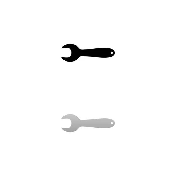 Wrench 白色背景上的黑色符号 简单的例证 平面向量Icon 镜像反射阴影 可用于标识 移动和Ui Ux项目 — 图库矢量图片