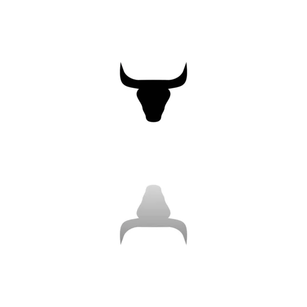 牛头白色背景上的黑色符号 简单的例证 平面向量Icon 镜像反射阴影 可用于标识 移动和Ui Ux项目 免版税图库插图