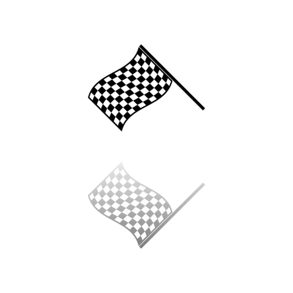 赛车的旗帜 白色背景上的黑色符号 简单的例证 平面向量Icon 镜像反射阴影 可用于标识 移动和Ui Ux项目 图库插图