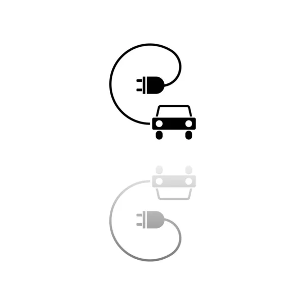 Elektroauto Schwarzes Symbol Auf Weißem Hintergrund Einfache Illustration Flat Vector — Stockvektor