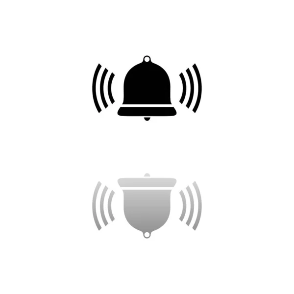 铃铛声 白色背景上的黑色符号 简单的例证 平面向量Icon 镜像反射阴影 可用于标识 移动和Ui Ux项目 — 图库矢量图片