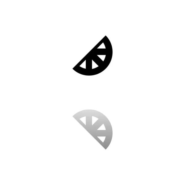 柠檬片 白色背景上的黑色符号 简单的例证 平面向量Icon 镜像反射阴影 可用于标识 移动和Ui Ux项目 — 图库矢量图片