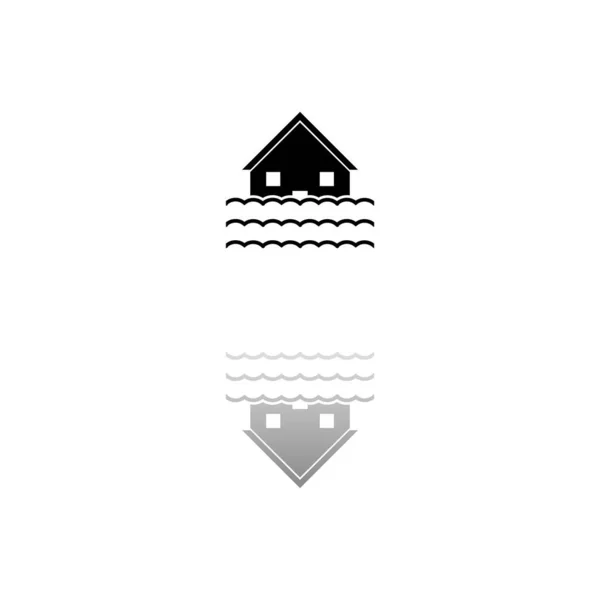 Inondation Symbole Noir Sur Fond Blanc Une Illustration Simple Icône — Image vectorielle
