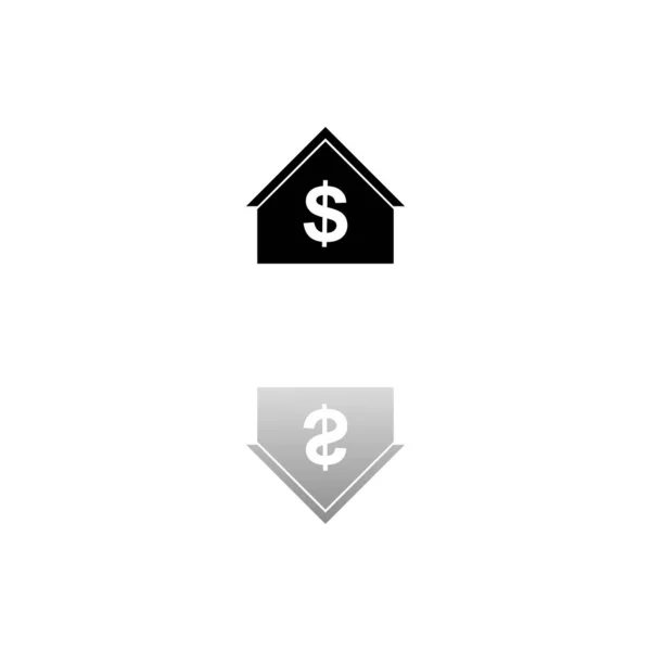 Casa Dollar Símbolo Negro Sobre Fondo Blanco Ilustración Simple Icono — Vector de stock