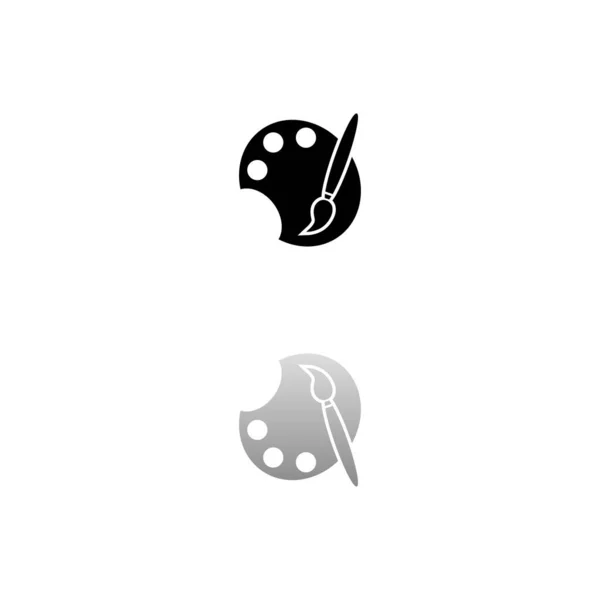 用调色板刷油漆 白色背景上的黑色符号 简单的例证 平面向量Icon 镜像反射阴影 可用于标识 移动和Ui Ux项目 — 图库矢量图片