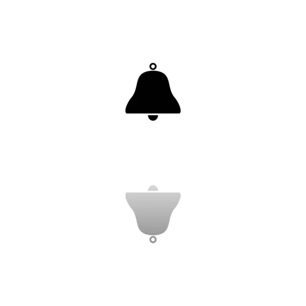 贝尔Bell 白色背景上的黑色符号 简单的例证 平面向量Icon 镜像反射阴影 可用于标识 移动和Ui Ux项目 — 图库矢量图片