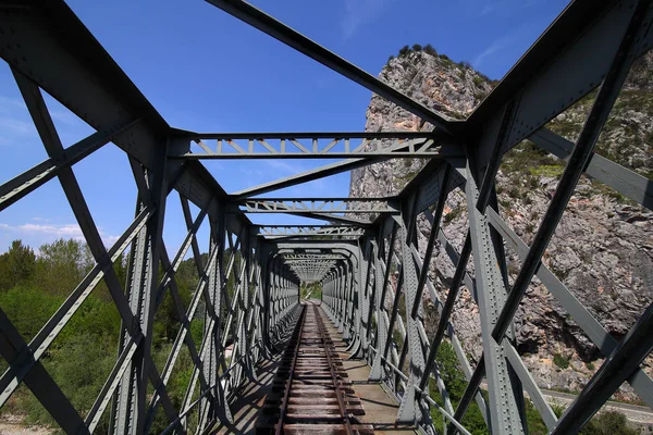 Ruta Del Tren Sobre Puente Las Montañas Cevennes Francia —  Fotos de Stock