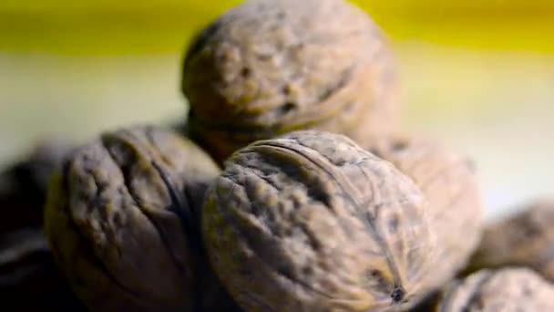 Walnuts close up turning — Stock Video