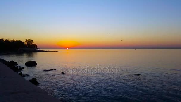 Sunrise on Malaga beach Spain - 4K — Stock Video