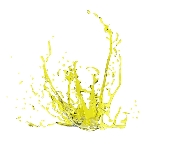 Разбрызгивание оливковым маслом на белом фоне — стоковое фото