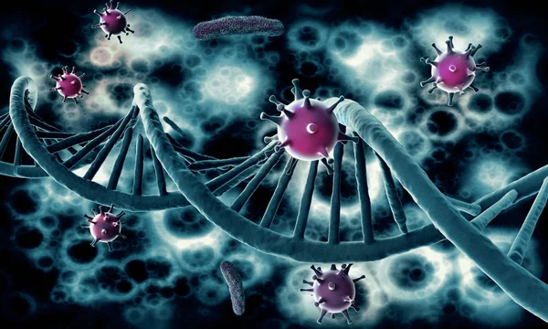 Dna structure and virus, abstract background — Stock Photo, Image