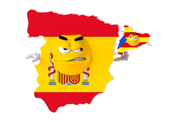 Mapa espanhol com Catalunha separada — Fotografia de Stock
