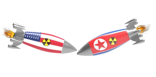 Guerra entre Estados, bomba nuclear americana y coreana — Foto de Stock