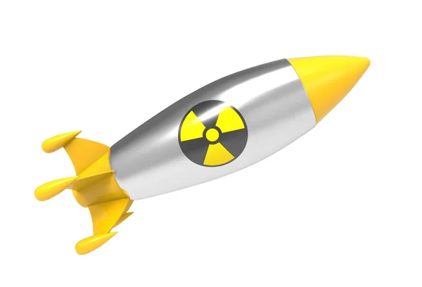 3D illustratie van nucleaire raket op witte achtergrond — Stockfoto