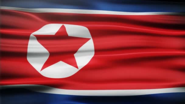 Nordkorea flagga. Viftar färgglada Nordkorea flagga — Stockvideo