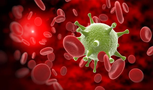 Virusul Hiv Redat Fluxul Sanguin Fundal Culoare — Fotografie, imagine de stoc