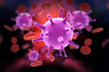 HIV Virus in Blood Stream in color background clipart