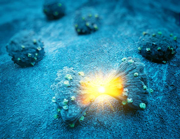 Tumor Cell Moment Divides Illustration — Stock Photo, Image