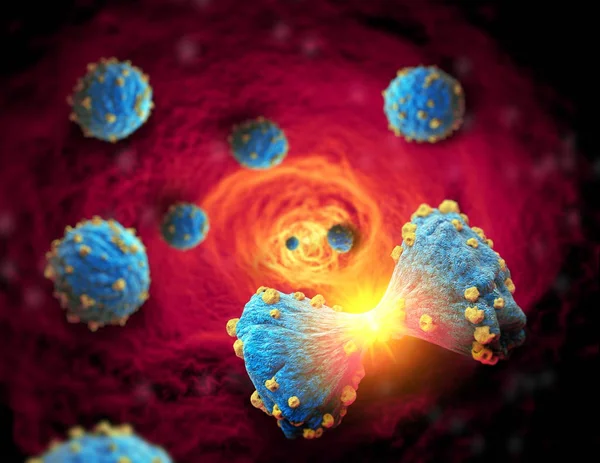 Cancer cell in the moment that divides, 3d illustration