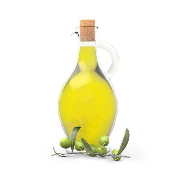 Bottiglia Olio Olive Bianco Isolato — Foto Stock