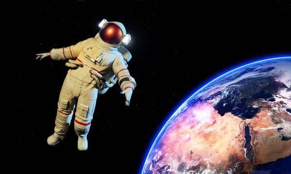 Astronauta Uno Spazio Esterno Rendering — Foto Stock