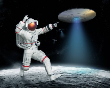 Invasion of UFO on the Moon clipart