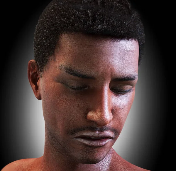 Sad Young African Man Rendering — Stock Photo, Image