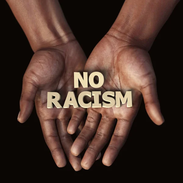 Afrikai Kézzel Szöveg Nem Rasszizmus — Stock Fotó
