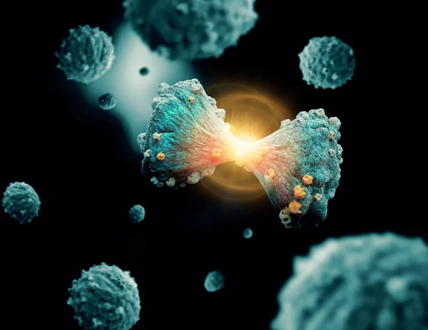Célula cancerígena no momento que se divide — Fotografia de Stock