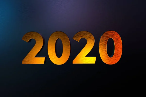 Top view 2020 Happy New Year number, blue abstract background — Stock Photo, Image