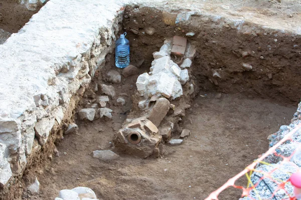 Malaga Spain February 2020 Site Archaeological Excavation Remains Human Bones — Stock Photo, Image