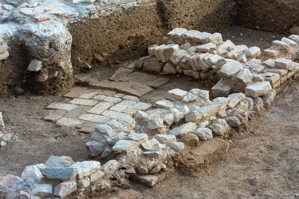 Malaga Španělsko Února 2020 Místo Archeologických Vykopávek Pozůstatků Lidských Kostí — Stock fotografie