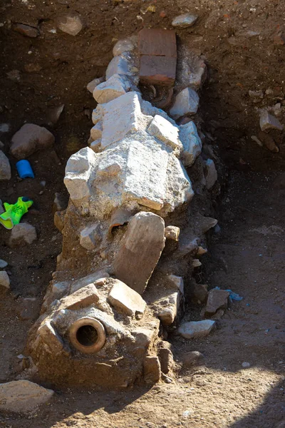 Malaga Spain February 2020 Site Archaeological Excavation Remains Human Bones — Stock Photo, Image