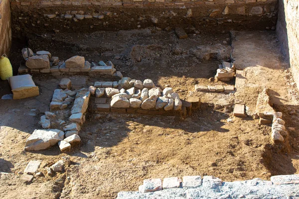 Málaga España Febrero 2020 Lugar Excavación Arqueológica Restos Huesos Humanos —  Fotos de Stock