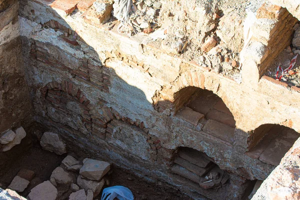 Malaga Spain February 2020 Site Archaeological Excavation Remains Human Bones — Stock Photo, Image