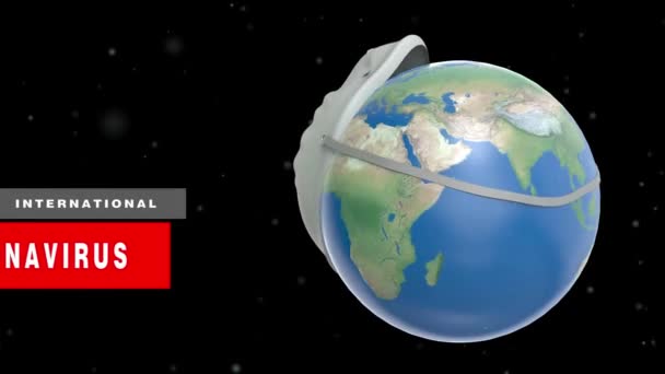 Bumi Memakai Topeng Karena Masalah Kesehatan Virus Coronavirus — Stok Video