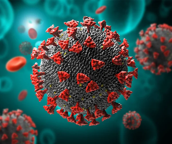 Coronavirus Covid Attacking Red Blood Cells Human Body — Stock Photo, Image