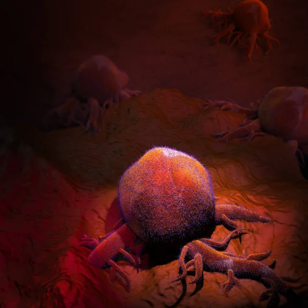 Komórka Nowotworowa Pod Mikroskopem Ilustracja — Zdjęcie stockowe
