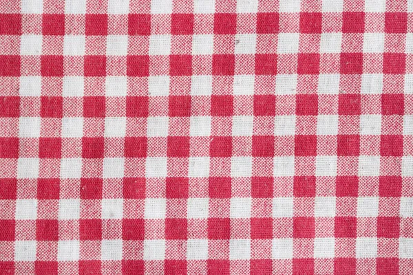 Red and white checkered fabric texture. — Stock Photo, Image