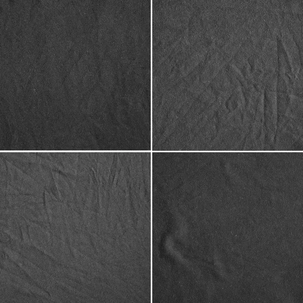Four black fabric textures with delicate striped pattern. — Stock Photo, Image
