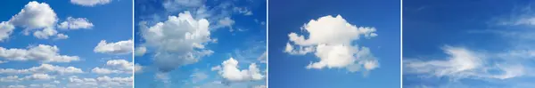 Quattro immagini di bel cielo, nuvole sopra l'orizzonte . — Foto Stock