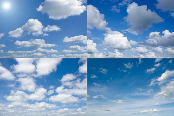 Quattro cieli diversi, nuvole sopra l'orizzonte . — Foto Stock