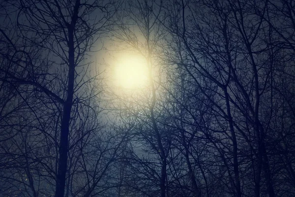 Pleine lune et nuages à minuit — Photo