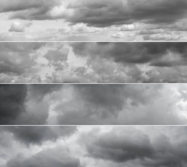 Czterech różnych panoramach z pochmurnego nieba. — Zdjęcie stockowe