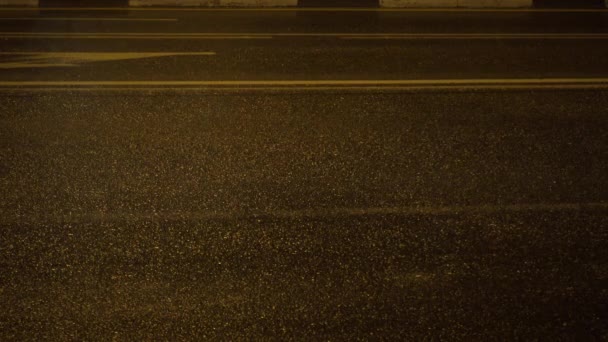 Τα φώτα του δρόμου πόλης το βράδυ. Νύχτα δρόμο γκρο πλαν. — Αρχείο Βίντεο