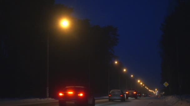 Vista de la autopista nocturna en invierno . — Vídeos de Stock