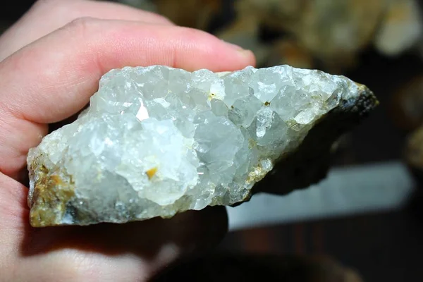 Large Crystals Rhinestone Quartz Rock Crystal Flint — Stock Photo, Image