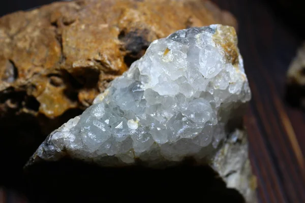 Large Crystals Rhinestone Quartz Rock Crystal Flint — Stock Photo, Image